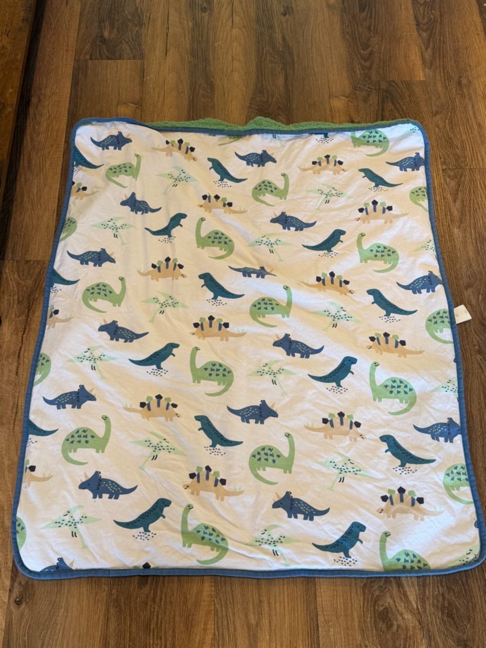 cloud island Green & Blue Dinosaur Baby Blanket - Picture 3 of 8